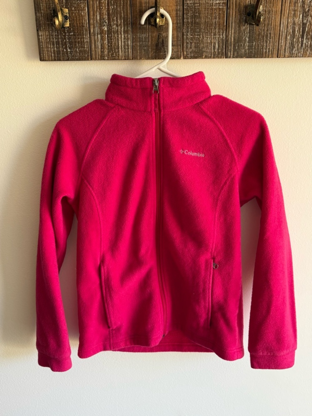 Columbia Girls Hot Pink Full-Zip Fleece Hoodie large 14/16